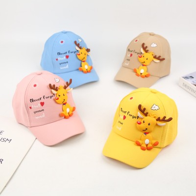 Children Hat Peaked Cap Spring and Autumn Thin Cartoon Deer Shape Boys' Sun Hat Korean Style Baby Girl Cute Baseball
