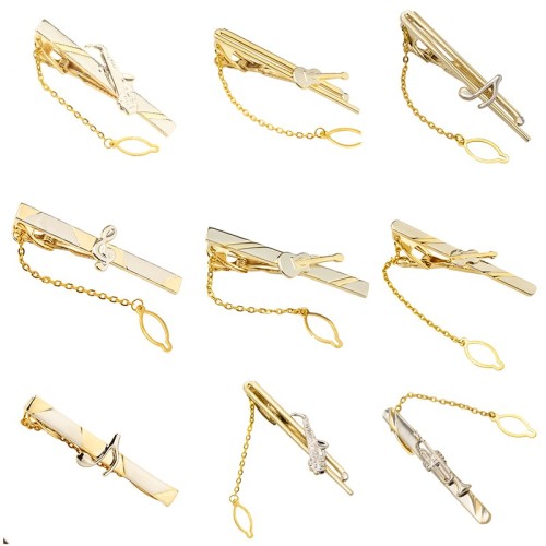 spot new electroplated gold music shape metal tie clip foreign trade men‘s fashion tie clip wholesale