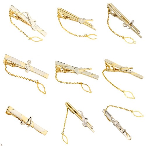 products in stock new electroplated gold music style metal tie clip foreign trade men‘s fashion tie clip wholesale