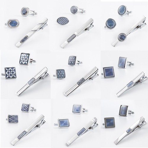 factory direct sales blue cd chip accessories cufflinks tie clip suit foreign trade hot men‘s shirt cuff buckle set