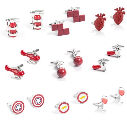 products in stock new fun modeling red baking varnish metal cufflinks foreign trade hot men‘s shirt cufflinks wholesale