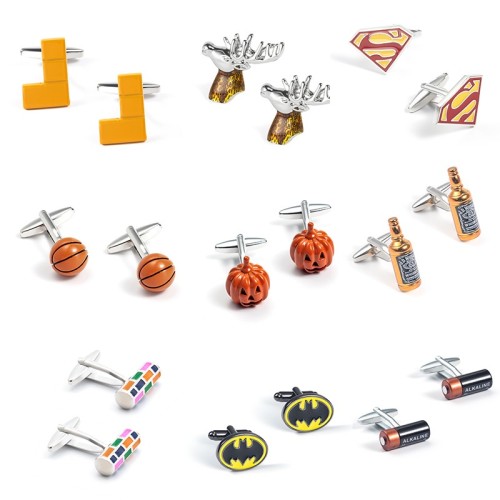 products in stock new orange fun shape metal cufflinks foreign trade hot sale men‘s casual all-matching cufflinks wholesale