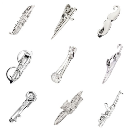 products in stock new electroplated silver fun modeling tie clip foreign trade hot men‘s shirt tie clip wholesale