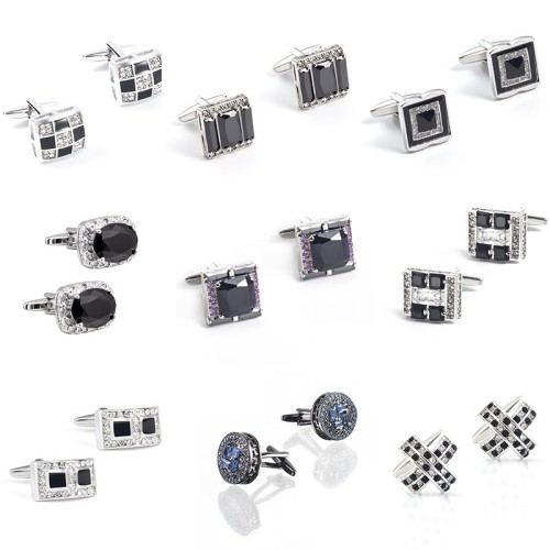 products in stock new square inlaid rhinestone zircon cufflinks foreign trade cross-border hot selling men‘s shirt cufflinks wholesale
