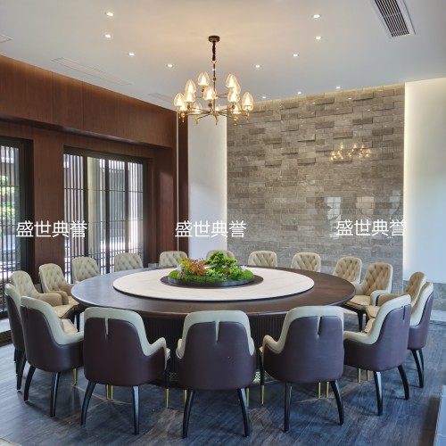 Changzhou Seafood Hotel Solid Wood Dining Table and Chair Resort Hotel Box Bentley Chair Open-End Restaurant Modern Light Luxury Dining Chair