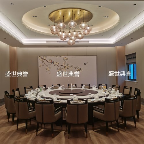 Datong Star Hotel Marble Electric Dining Table Hotel Box New Chinese Solid Wood Table Restaurant Luxury Bag Large round Table