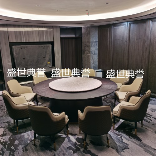 yingkou star hotel solid wood electric dining table seafood restaurant electric round table high-end club automatic turntable dining table