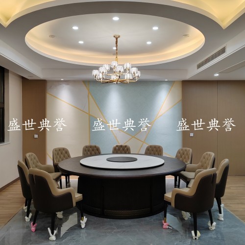 hezhou five-star hotel solid wood electric dining table and chair high-end club light luxury solid wood chair restaurant box bentley chair