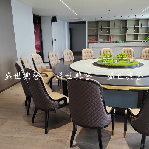 huaihua resort hotel dining furniture international hotel solid wood electric dining table and chair restaurant compartment light luxury solid wood chair