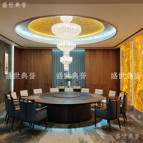 达州酒店实木餐桌椅会议中心商务接待电动餐桌椅会所新中式实木椅