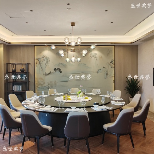 信阳国际酒店实木家具公司内部会所电动桌椅高端别墅现代轻奢餐椅