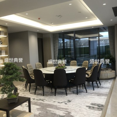 Shanghai Resort Hotel Dining Box Electric Dining Table Villa Restaurant Marble Large round Table Automatic Turntable Dining Table