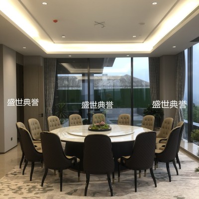Taizhou Banquet Center Electric Dining Table and Chair Direct Seafood Hotel Luxury Box Marble Electric Turntable Dining Table