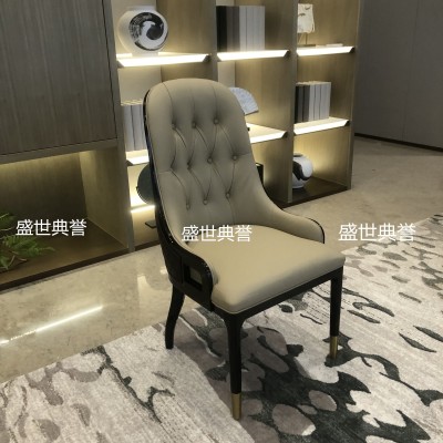Resort Hotel Luxury Box Light Luxury Solid Wood Dining Table and Chair Club Business Reception Solid Wood Dining Chair