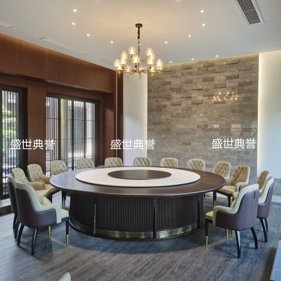 Hotel Solid Wood Dining Table and Chair Seafood Restaurant Electric Large round Table Club New Chinese Electric Table