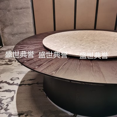 Solid Wood Electric Dining Tables and Chairs Star Hotel Electric Turntable Dining Table Restaurant Box Large round Table