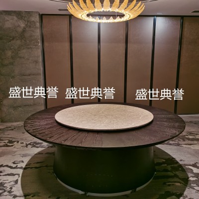 Star Hotel Solid Wood Electric Dining Table and Chair Restaurant Automatic Turntable Dining Table Luxury Box Round Table