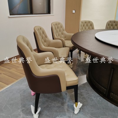 Star Hotel Solid Wood Electric Dining Table and Chair Banquet Center Box Solid Wood Chair Light Luxury Bentley Chair