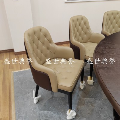 Hotel Dining Table and Chair High-End Club Solid Wood Dining Chair Restaurant Box Modern Light Luxury Bentley Chair