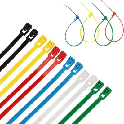4.8 * 300mm Separable Mold Cable Zip Ties, Color Reusable Adjustable Cable Tie