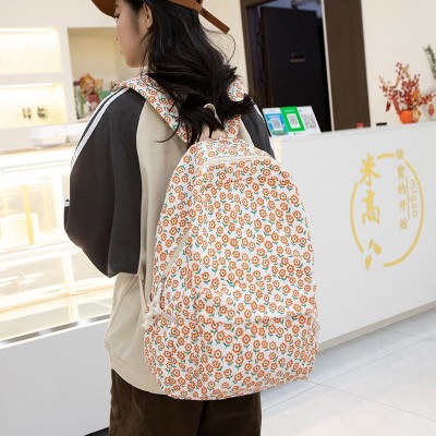 Student Fashion Backpack Korean Style Small Floral Schoolbag Trend Large-Capacity Backpack Wholesale T974