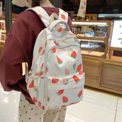 Backpack Women's New Korean Style Student Schoolbag Cute Strawberry Large-Capacity Backpack Wholesale 7963