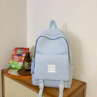 Student Schoolbag Simple Solid Color Large Capacity Casual Backpack Computer Bag Travel Bag Wholesale 7187