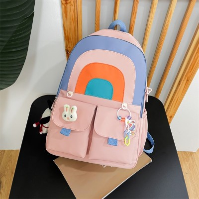 Backpack Casual Simple Student Schoolbag Contrast Color Ins Fashion All-Matching Backpack Female Wholesale 2980