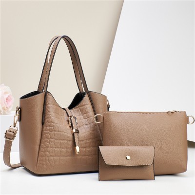 Factory New Wholesale Crocodile Pattern Large Capacity Combination Bag Fashion Shoulder Bag Wallet Trendy Women Bag