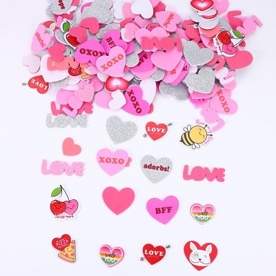 Valentine's Day Love EVA Foam Love Adhesive Sticker Xxoo Color Printing BFF Heart-Shaped Gold Powder Sticker