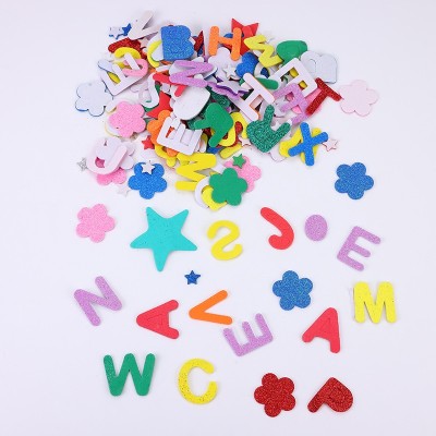 Eva Glitter Powder 26 English Capital Letters Five-Pointed Star Love Adhesive Sticker 500pcw/Bag Processing