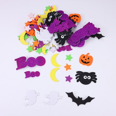 Halloween Eva Glitter Powder Modeling Stickers Boo Ghost Festival Bat Moon Adhesive DIY Foam Children Stickers