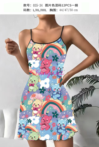 牛奶丝睡衣吊带裙睡衣女士睡衣夏季睡衣甜美可爱睡裙批发外贸跨境