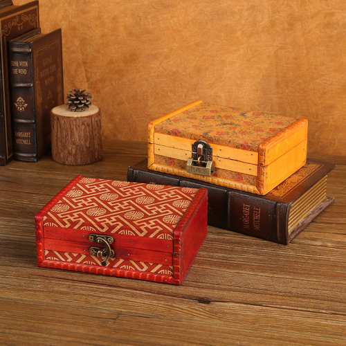 新中式首饰盒 婚庆木质收纳盒 手工做旧盒道具收纳储物国风工艺品