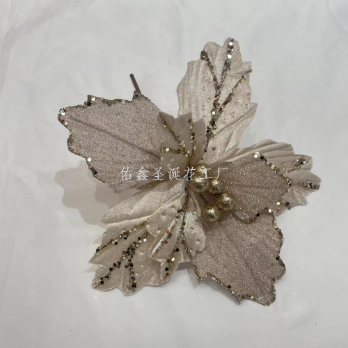 一品红圣诞插花装饰餐桌浆果红果相思豆仿真冬青圣诞花装饰