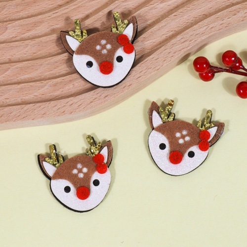 圣诞节卡通金粉配件 可爱麋鹿角头饰发饰装扮圣诞搭配diy饰品材料