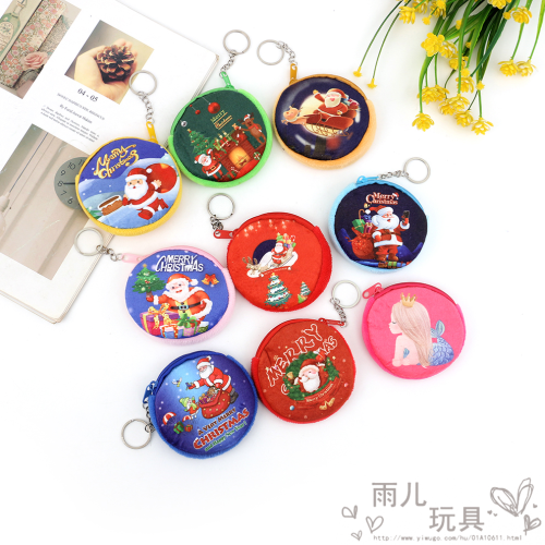 Cartoon Children‘s Holiday Gifts Creative Plush Santa Coin Purse Coin Bag Key Case Ornaments Wholesale