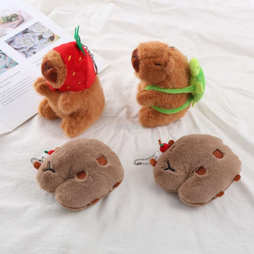 capabala plush doll keychain cute women‘s cartoon capybara bag pendant storage bag key case mouth