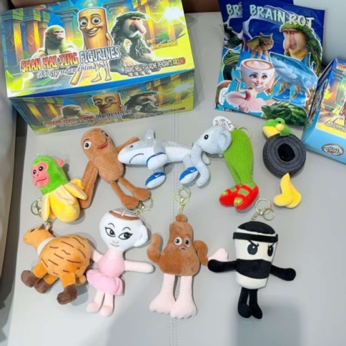 跨境爆款AI美国山海经怪物玩具tung tungsahur鲨鱼搞怪木棍人挂件