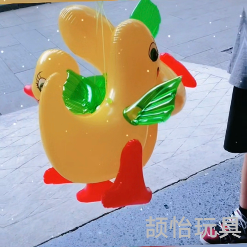 pvc hot-selling flying duck with light， strip rubber band jumping flying duck inflatable toy with light flying duck