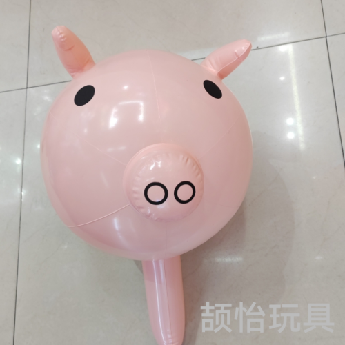 pvc hot inflatable pig head stick， inflation balloon pig head， online red balloon stall hot pig head stick