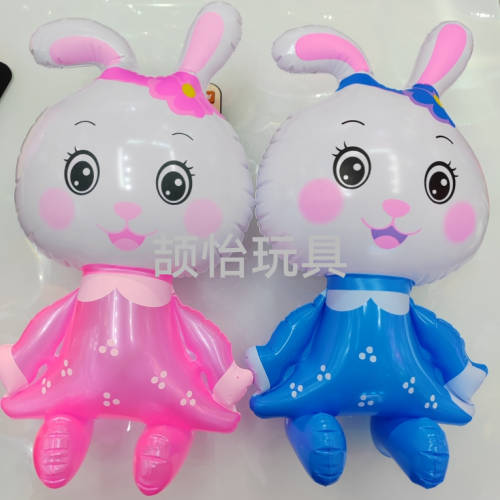 Factory Direct Sales Inflatable Rabbit， Strip Rubber Band Beibei Rabbit with Light， Rabbit Balloon， Flash Inflatable Rabbit