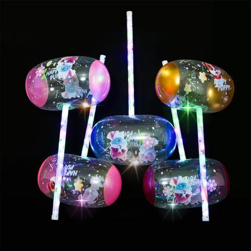 新款发光千吨锤全身灯透明闪光充气锤PVC发泄锤夜市地摊玩具批发