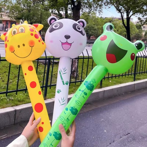 PVC充气玩具动物头长棒充气棒手持卡通动物棒充气产品厂家直销