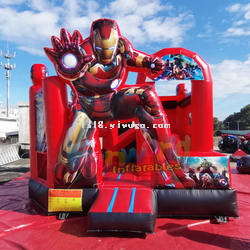 Super Hero Bouncing Inflatable Castle Bouncing Slide Bouncing Iron Man Inflatable Jumping House with Slide