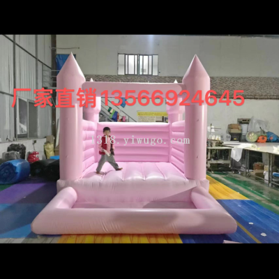 Yiwu Factory Direct Sales Inflatable Toy Inflatable Castle Naughty Castle Inflatable Slide Trampoline Wedding Pink Jumping Blue and White