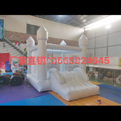 Yiwu Factory Direct Sales Inflatable Toy Inflatable Castle Naughty Castle Inflatable Slide Trampoline Wedding Pink Jumping Blue and White