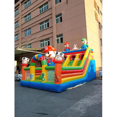 Inflatable Castle Outdoor Large Children's Square Slide Trampoline Super Mario Stall Naughty Castle Playground