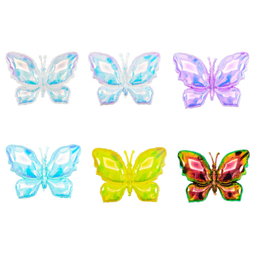 炫彩蝴蝶跨境亚马逊荧光蝴蝶气球冰紫冰蓝蝴蝶铝膜气球造型异形