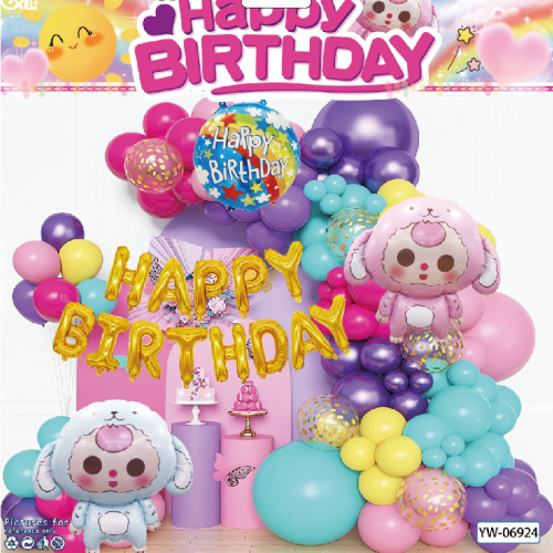 混合卡通主题儿童生日装饰场景铝膜气球套装男女孩生日主题背景墙